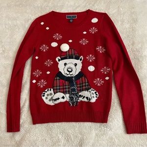 Karen Scott - Red Polar Bear Christmas Sweater- Medium